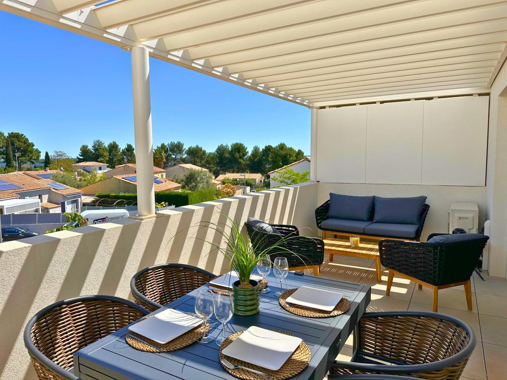 Le Square D'Evan - Appartement De Standing - Grande Terrasse Exterieure - Climatisation Saint-Aunes Eksteriør bilde